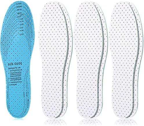 3 Pairs Breathable Shoe Insoles Inserts Ultra Soft Cushioning Walking Comfort Insoles Double Layer Latex Foam Perforated Insoles Replacement Insoles for Men 7-11 Woman 2-8 (White)