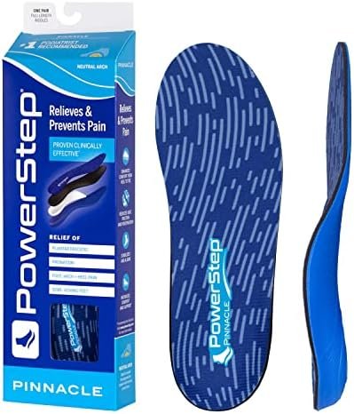 Powerstep Pinnacle Insoles - Orthotics for Plantar Fasciitis & Heel Pain Relief - Full Length Orthotic Insoles for Arch Pain with Moderate Pronation - #1 Podiatrist Recommended (M 10-10.5 W 12)