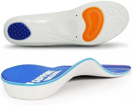 High Arch Support, Sports Running Gel Insert, Men Women Comfortable Insoles All-Day Standing, Workboot Shoe Pad, Shock Absorb Cushion, Flatfoot Orthotics, Plantar Fasciitis Relief - (M)