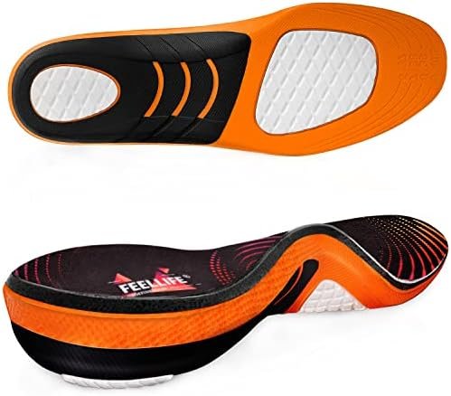 Plantar Fasciitis Relief Shoe Insoles [1-Pair], Arch Support Insoles, Running Athletic Gel Shoe Inserts, Orthotic Insoles for Arch Pain Black & Red [Trim to Fit: Men 6-9/Women 7-10]