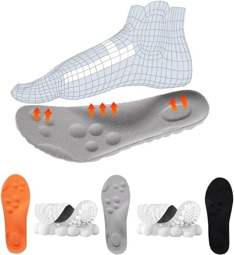 Besaturate 4D Insoles-Ultra Comfort Insoles - 4D Cloud Technology Insole - Plantar Fasciitis Massage Insole for Foot & Joint Support (Black*2,Men 9-10.5/Women 10.5-12)
