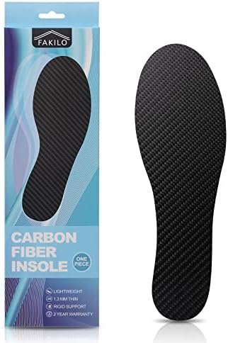 Carbon Fiber Insole 1 Piece, FAKILO Carbon Fiber Insoles Shoes Insert for Women Men, Rigid Support for Hallux Rigidus, Turf Toe, Foot Fractures, Mortons Toe - 253mm
