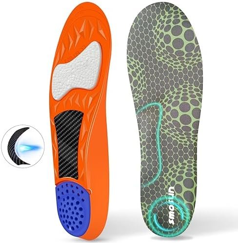 Carbon Fiber Insoles - Boost Explosive Power and Bounce, Arch Support, Shock Absorption, Injury Prevention, Alleviate Foot Pain (L (Men's 8-9.5 / Women's 9-10.5))