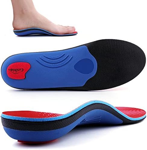 Heavy Duty Support Pain Relief Orthotics - 210+ lbs Plantar Fasciitis High Arch Support Insoles for Men Women, Flat Feet Orthotic Insert, Men's 10-10.5 / Women's 12-12.5 (11.41"), Red