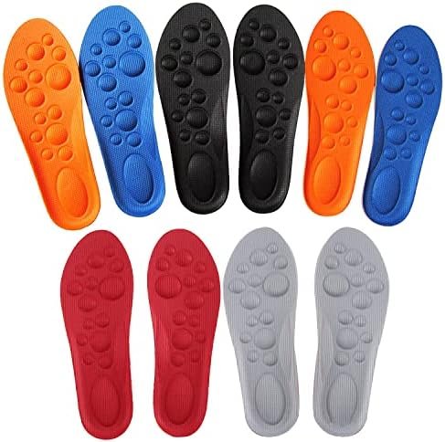 Shoes Insoles for Kids Inserts Athletic Memory Foam Arch Support Comfort Children Nonslip Shoe Pads Boys and Girls, 5 Pairs (Big Kid 1.5-5M/20.5-23CM), Blue+orange+black+beige+red
