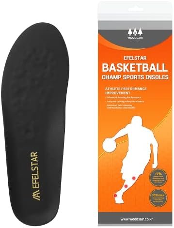 Sport Athletic Shoe Insoles for Basketball Shock Absorption Inserts Performance Insoles Comport Insoles WOODSAIR Champ Insole (10.5-11 Women / 9.5-10 Men)