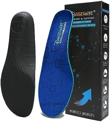 Wear or Heat Moldable Plantar Fasciitis Insoles NOT Much Cushion for Feet Pain Relief Orthopedic Arch Support Insoles Mens or Womens Foot Standing All Day Men Size 9-9.5 Women Size 10.5-11 Blue