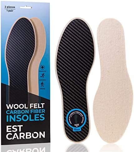 Wool Insoles with Carbon Fiber (A Pair), Hallux Rigidus Shoes | Turf Toe Plate, Carbon Fiber Shoe Inserts | for Turf Toe, Mortons Extension | Carbon Fiber Insoles for Men Size 9 & Women 9.5