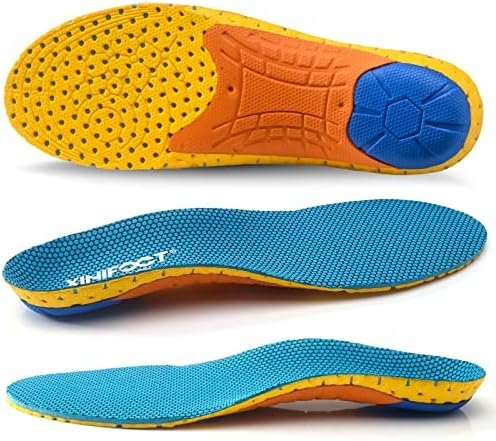 XINIFOOT 2 Pairs Professional Plantar Fasciitis Shoe Insoles Running Insoles High Elastic Cushioning Inserts for Foot Relief, Shock Absorption Breathable Sports Feet Insoles for Men