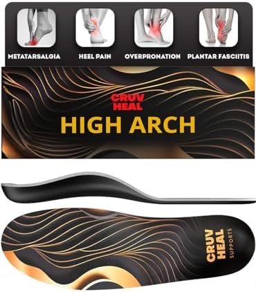 (2024) Premium High Arch Insoles for Ultimate Support - Plantar Fasciitis - Comfort for Foot Pain Relief - Anti-Fatigue - Orthotic Shoe Sole Inserts Men Women Standing All Day (Black, M)