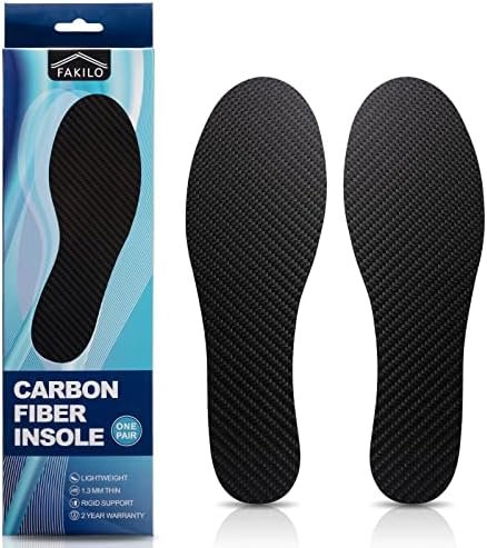 Carbon Fiber Insole 1 Pair, FAKILO Carbon Fiber Insoles Shoes Insert for Women Men, Rigid Support for Turf Toe, Foot Fractures, Hallux Rigidus, Mortons Toe 293 mm - Women's 13-13.5, Men's 12-12.5