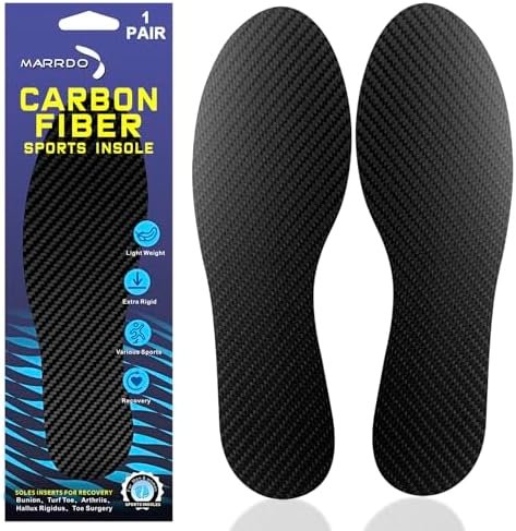 Carbon Fiber Insole 1 Pair for Men & Women, Rigid Support Carbon Fiber Shoe Inserts for Arthritis,Turf Toe, Hallux Limitus, Morton's Toe, Graphite Insole (10.4 in,Women's 11-11.5, Men's 10-10.5)