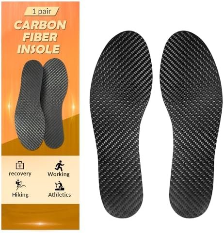Carbon Fiber Insole 1 Pair for Pain Relief & Recovery. Very Rigid Orthotic Inserts Ideal for Reducing Foot Pain of Turf Toe, Arthritis, Alternative to Post Op Shoe(Women's Size 9, Men's 8)