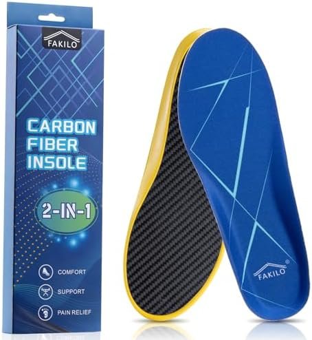 Carbon Fiber Insole, 2 in-1 Carbon Fiber Insoles with Thick Confort Shoes Insole for Women and Men, Pain Relief and Recovery for Turf Toe, Hallux Rigidus - Women's 13, Men's 11