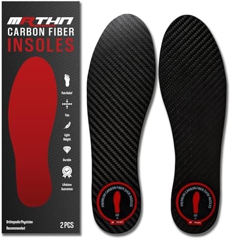 Carbon Fiber Insole for Men & Women, Carbon Fiber Foot Plate Insert, Carbon Fiber Shoe Insert for Foot Pain Relief - Rigid Support Turf Toe, Hallux Rigidus Relief Insole