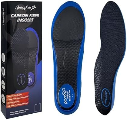 Carbon Fiber Shoe Insoles for Men and Women with Ergonomic Orthotic Arch Support and Foam Heel Shock Absorbing Cushion for Turf Toe, Hallux Rigidus, and Plantar Fasciitis Relief (Small)