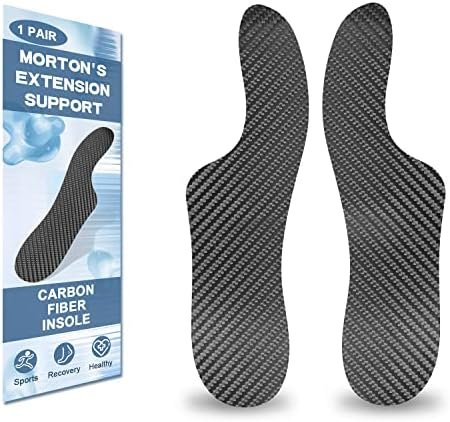 Morton's Extension Orthotic, 1 Pair Carbon Fiber Rigid Insole, Support Insert for Morton's Toe, Turf Toe, Arthritis, Hallux Rigidus (24.5cm Women's Size 9-9.5 Men's 8-8.5) Black