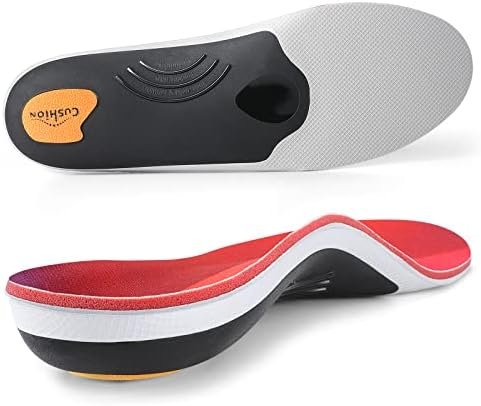 PCSsole Heavy Duty Arch Support Insoles,220+lbs Plantar Fasciitis Orthotic Insoles,Work Boot Shoe Insert for Flat Feet, Heel Pain,Pronation,Foot Pain Relief,Metatarsal Support.29cm Red