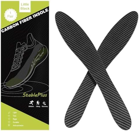 Real Carbon Fiber Insole(1 Pair),Hard Foot Plates for Turf Toe/Foot Fractures/Hallux Rigidus&Limitus/Morton Toe,Rigid Shoe Insert for Sports - Alternative to Post Op Shoe-11.22in