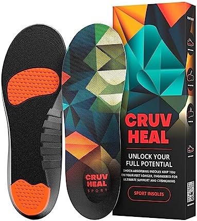 Sport Shock Absorbing Insoles - Athletic Shoe Cushioning Inserts for Men and Women - Ideal for Active Sports Running Training Hiking - Neutral Arch Good for Sneakers Shoes, L